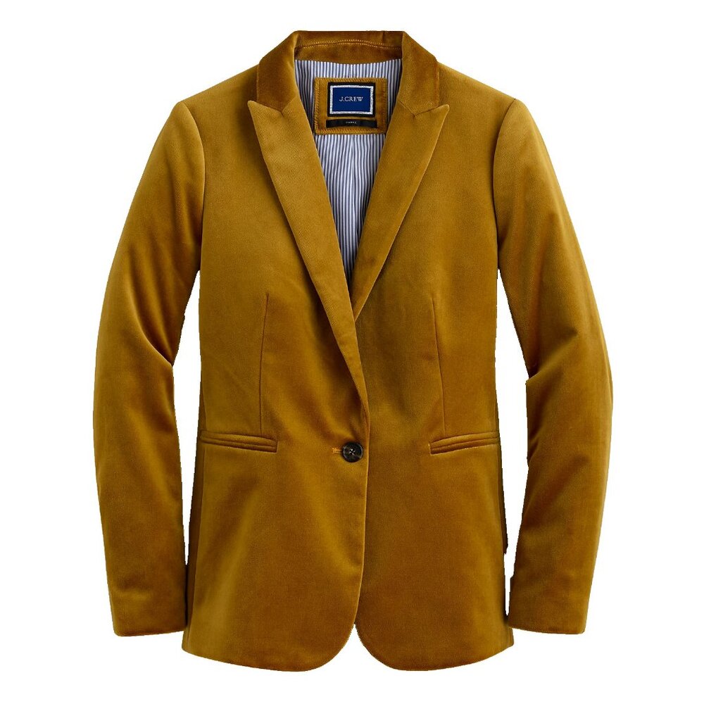NWT J.Crew Parke Blazer in Golden Brandy Cotton Velvet Jacket 4